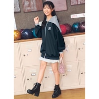 ブラック×杢調グレー／モデル身長162cm・サイズJ-M