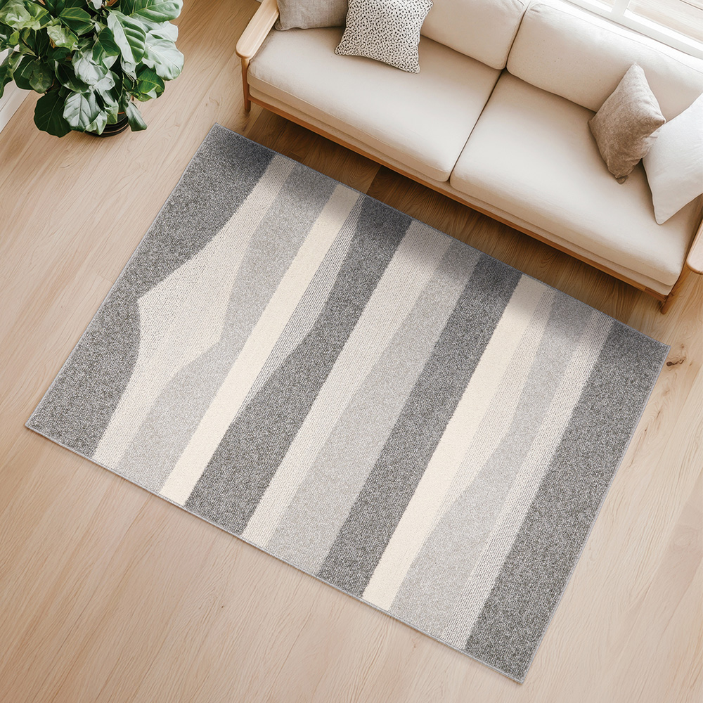 【ベルメゾン】涼やかなウェーブデザインラグ[日本製]