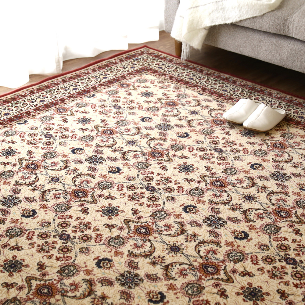 【ベルメゾン】額縁デザインの抗菌防臭・防ダニ・防炎ラグ[日本製]