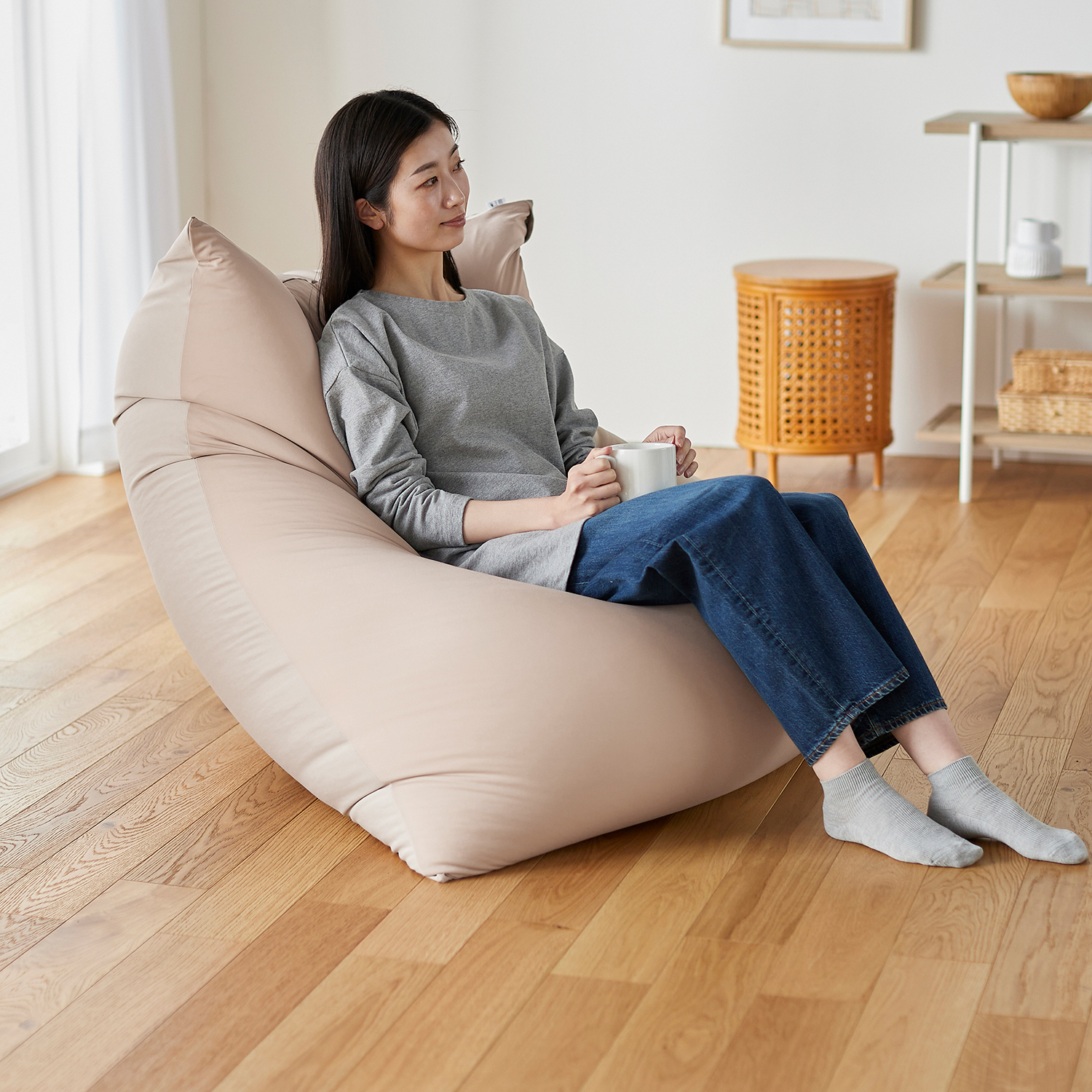 【ベルメゾン】座り方いろいろゆったりサイズのビーズクッション 【ベルメゾン】座り方いろいろゆったりサイズのビーズクッション