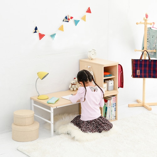高さ2段階調整ラック付き薄型デスク <床座・チェア合わせで使える机面高37・72cm>