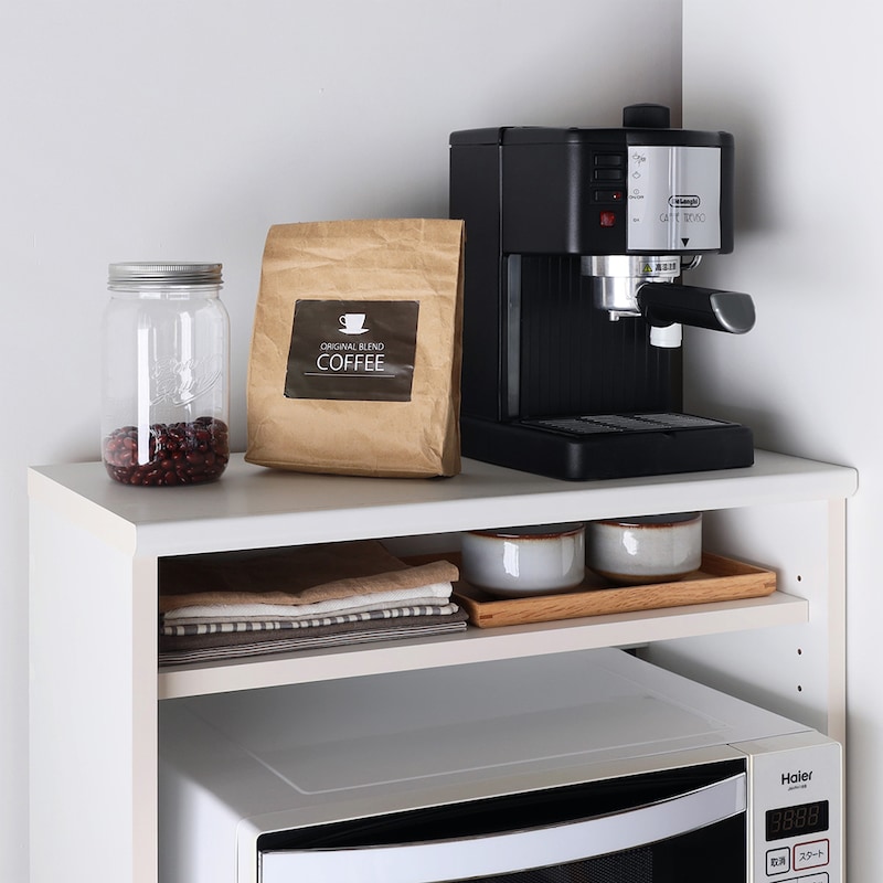 天板はトースターやコーヒーメーカー等が使いやすい高さ