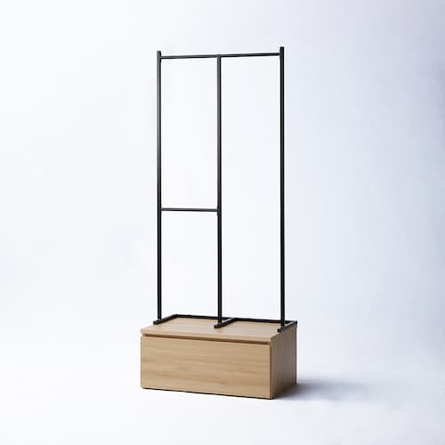 収納ワゴン付きクローゼットハンガーラック ＜幅80cm/幅120cm＞