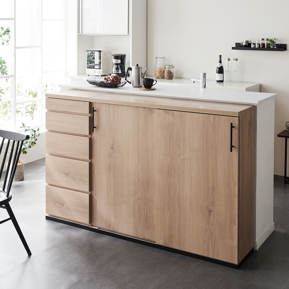 【BELLE MAISON DAYS】【高さ1cmピッチサイズオーダー】すっきり暮らすカウンター下引き戸収納シリーズ[日本製]