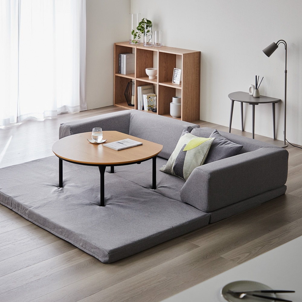 2WAYで使える極厚ラグの折りたたみ式コーナーローソファーセット