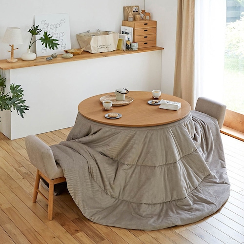 2WAYで使える円形ダイニングこたつテーブル ＜直径約100cm＞＜2～4人用＞