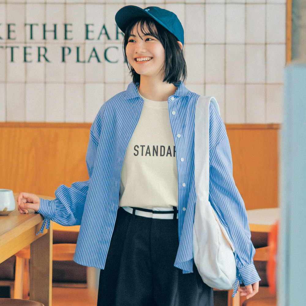 【STANDARD me】カフスリボンデザインストライプシャツ 【子供服 長袖】
