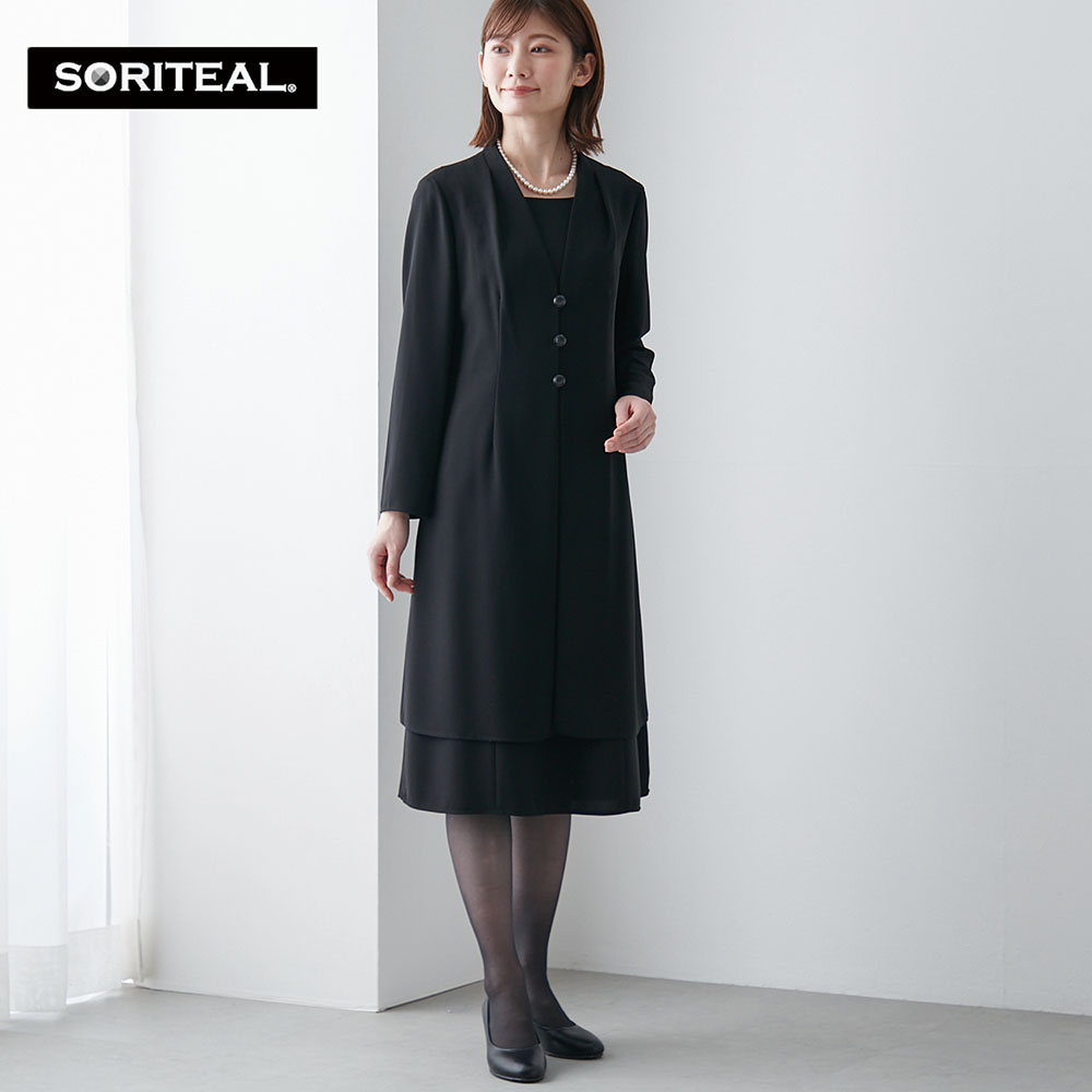 【ソリテール/SORITEAL】通年OK洗えるワンピース【喪服・礼服】