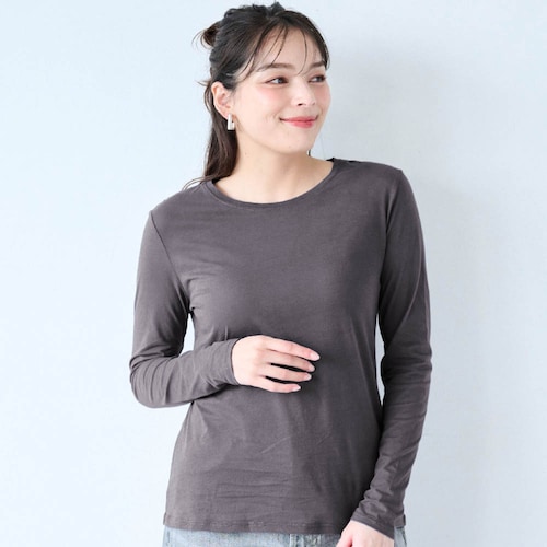 きこまぬコットン シアー・クルーネック長袖カットソー