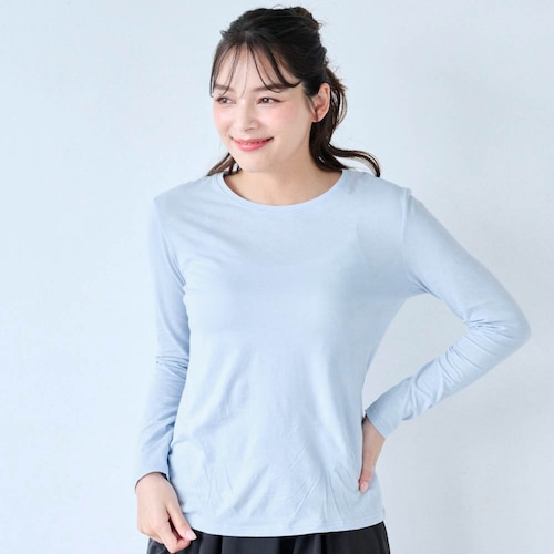 きこまぬコットン シアー・クルーネック長袖カットソー