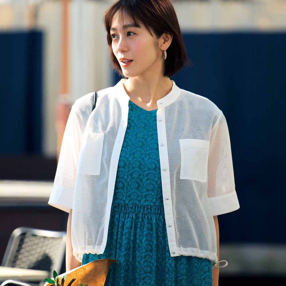 【スタイルノート/StyleNote】メッシュクロップドシャツ