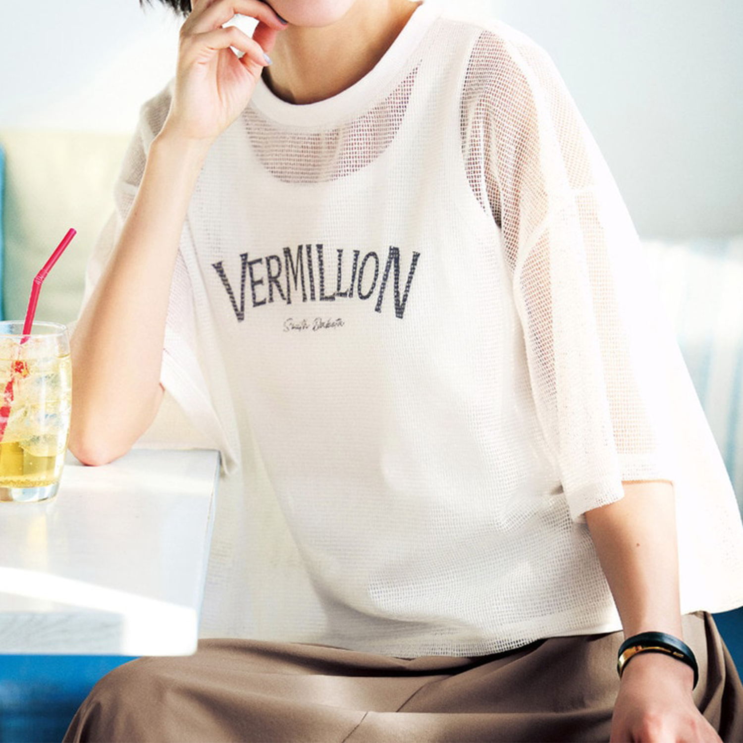 【スタイルノート/StyleNote】メッシュプリントTシャツ