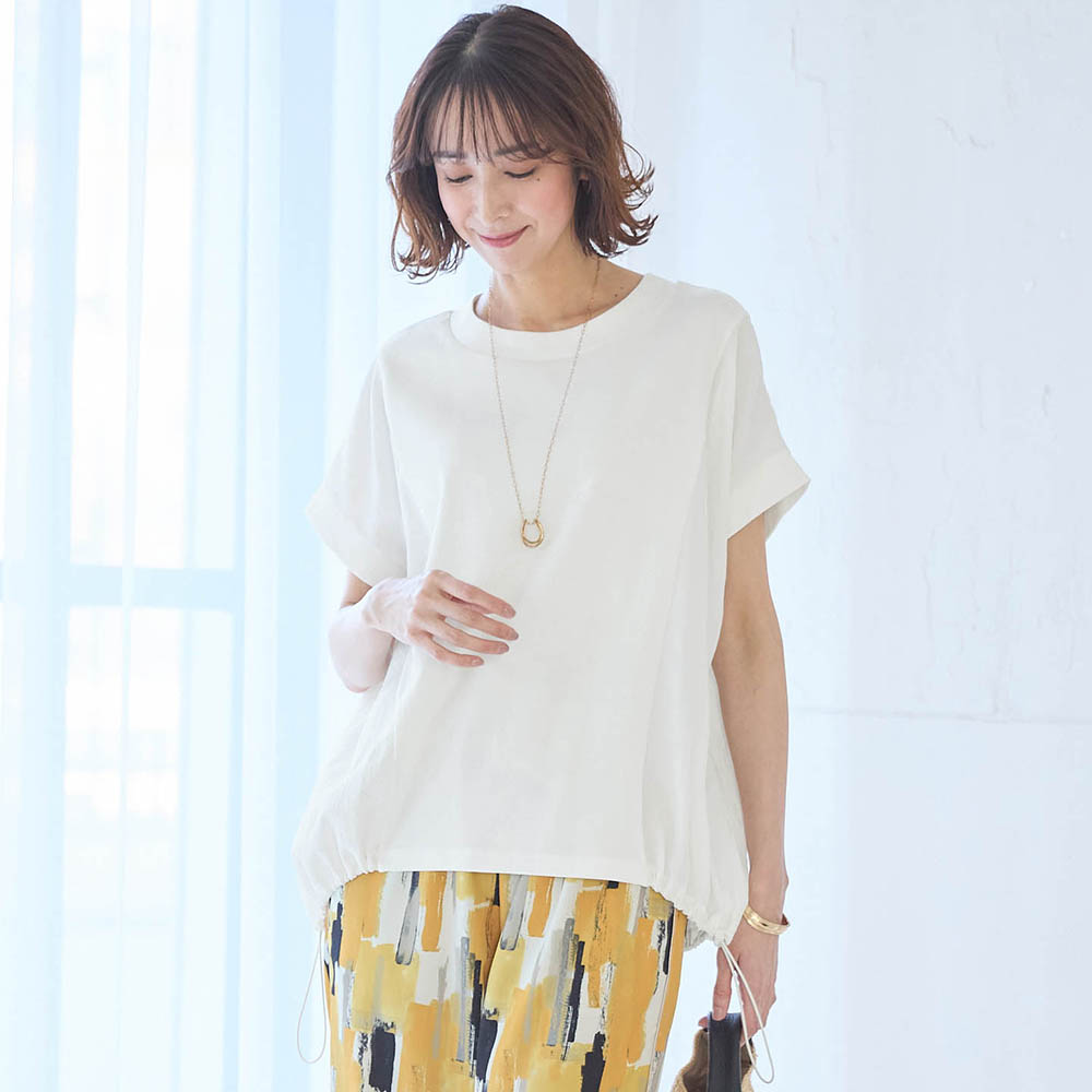 【スタイルノート/StyleNote】異素材切替え綿素材カットソー