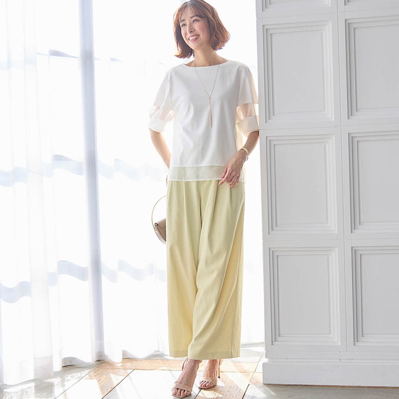 モデル身長169cm／M　※写真は撮影用のため股下+6cmになります。