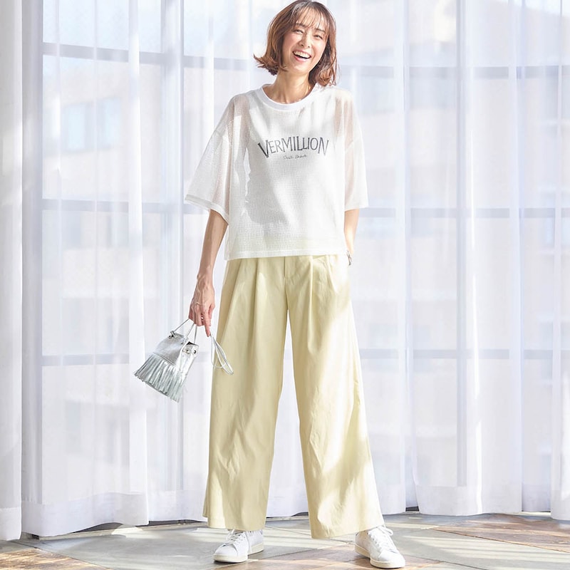 モデル身長169cm／M　※写真は撮影用のため股下+6cmになります。