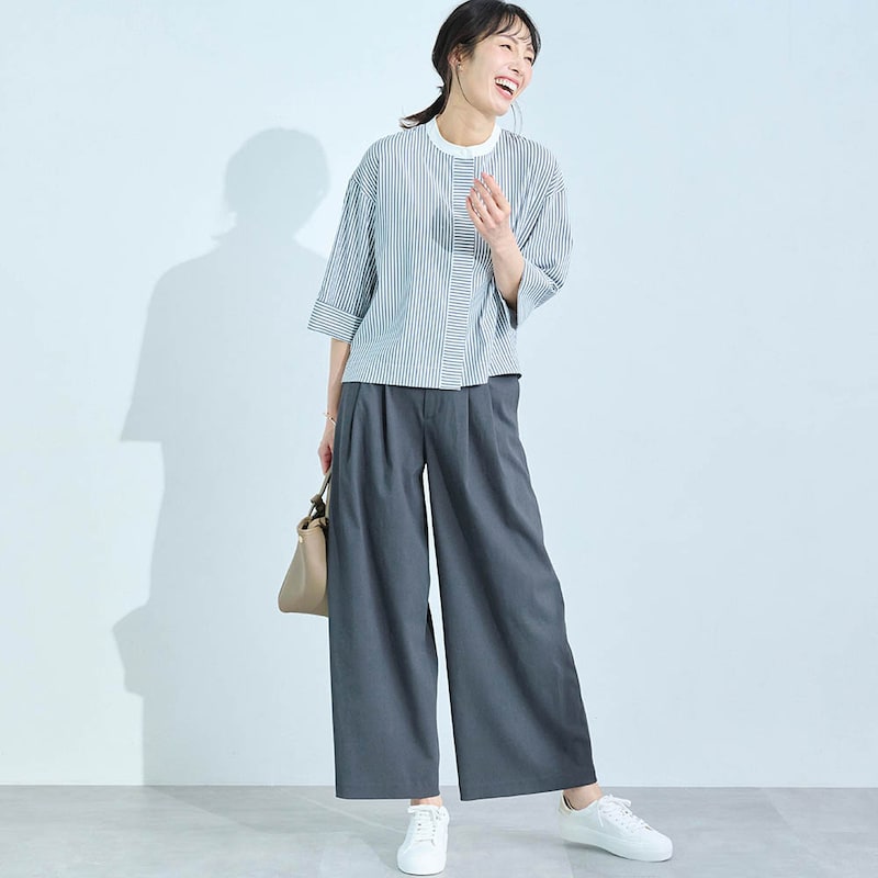 モデル身長173cm／M　※写真は撮影用のため股下+6cmになります。