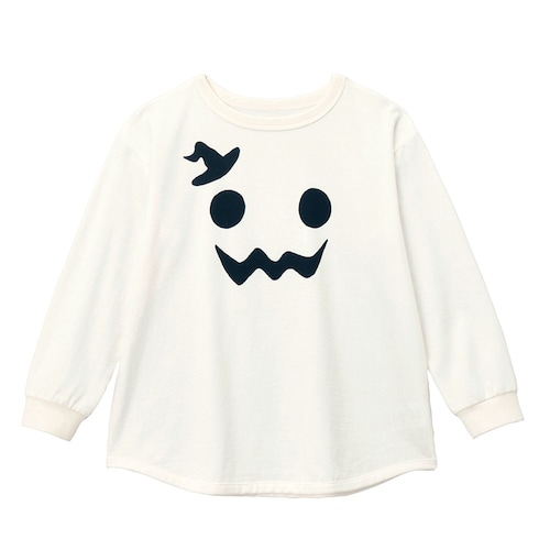 手軽にハロウィン！袖リブ長袖オバケＴシャツ 【子供服】