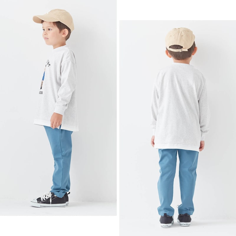 ホワイト杢グレー／モデル身長110cm・110サイズ着用