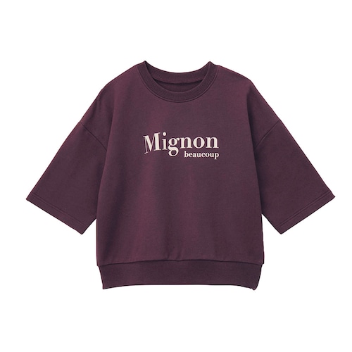 ロゴプリントミニ裏毛七分袖プルオーバー 【子供服】