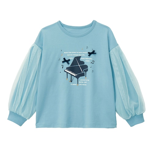 チュールを重ねたバルーンスリーブデザインプルオーバー 【子供服 長袖】