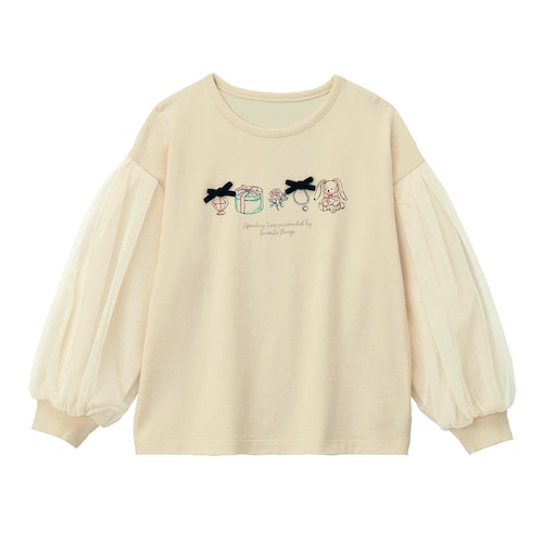 チュールを重ねたバルーンスリーブデザインプルオーバー 【子供服 長袖】