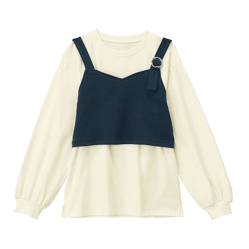 バックルデザインビスチェ＆袖ボリューム長袖Ｔシャツセット 【子供服】