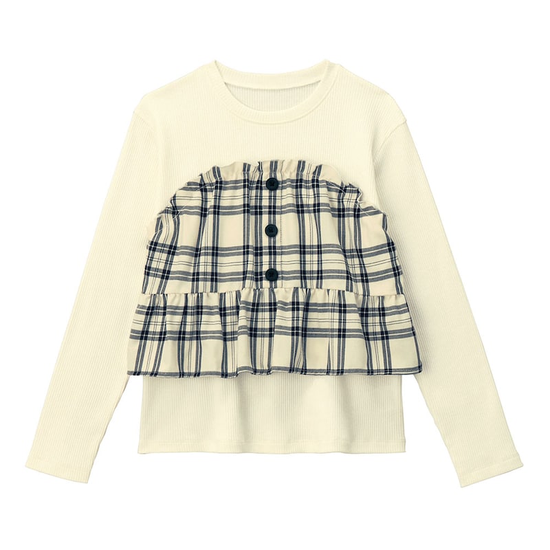 アイボリーチェック×オフホワイト