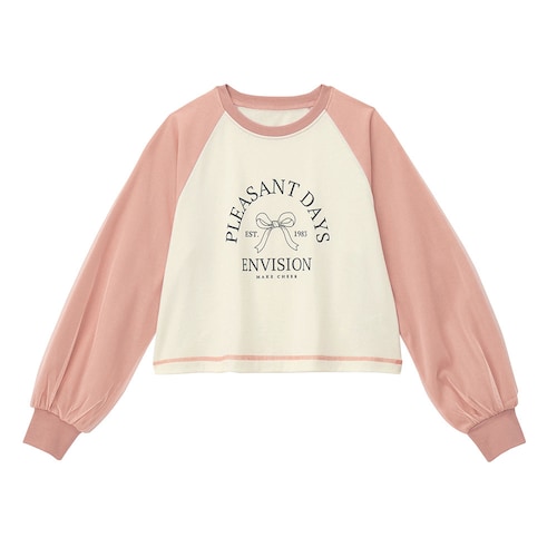 袖チュールラグランショート丈Ｔシャツ 【子供服 長袖】