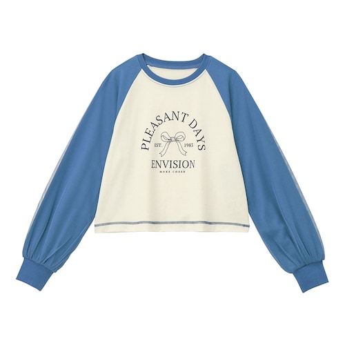 袖チュールラグランショート丈Ｔシャツ 【子供服 長袖】