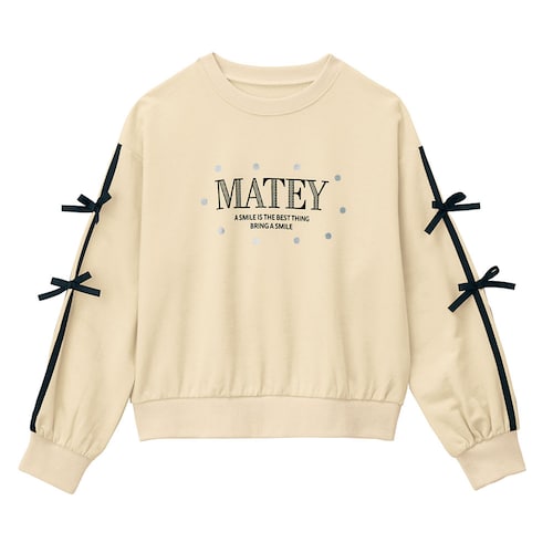 袖リボンラインミニ裏毛プルオーバー 【子供服 長袖】