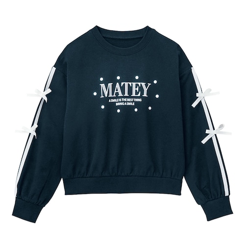 袖リボンラインミニ裏毛プルオーバー 【子供服 長袖】