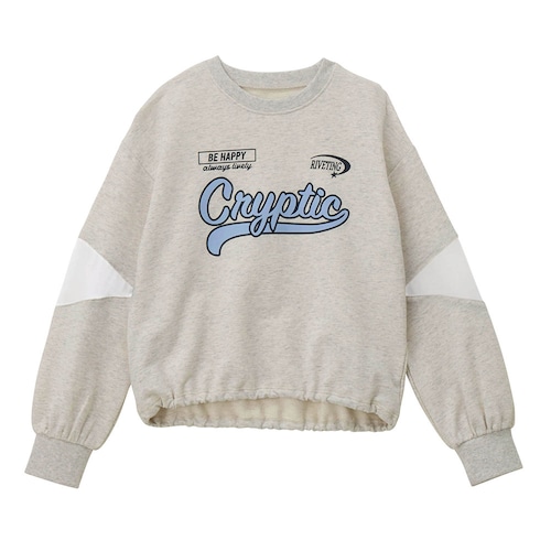 袖シアー切替え裾ドロストミニ裏毛プルオーバー 【子供服 長袖】