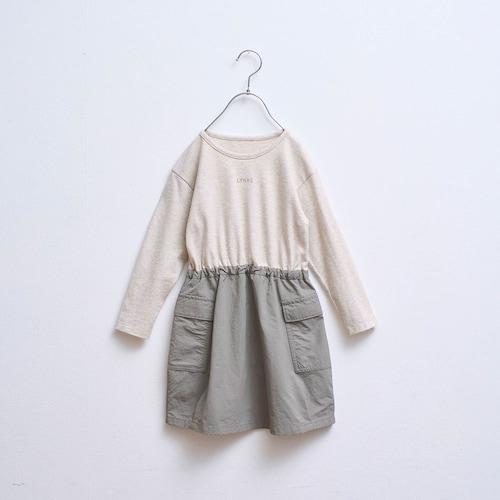 タオルハンカチが入る大きいポケットのドッキングワンピース 【子供服】