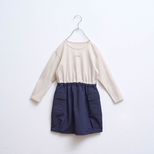 タオルハンカチが入る大きいポケットのドッキングワンピース 【子供服】