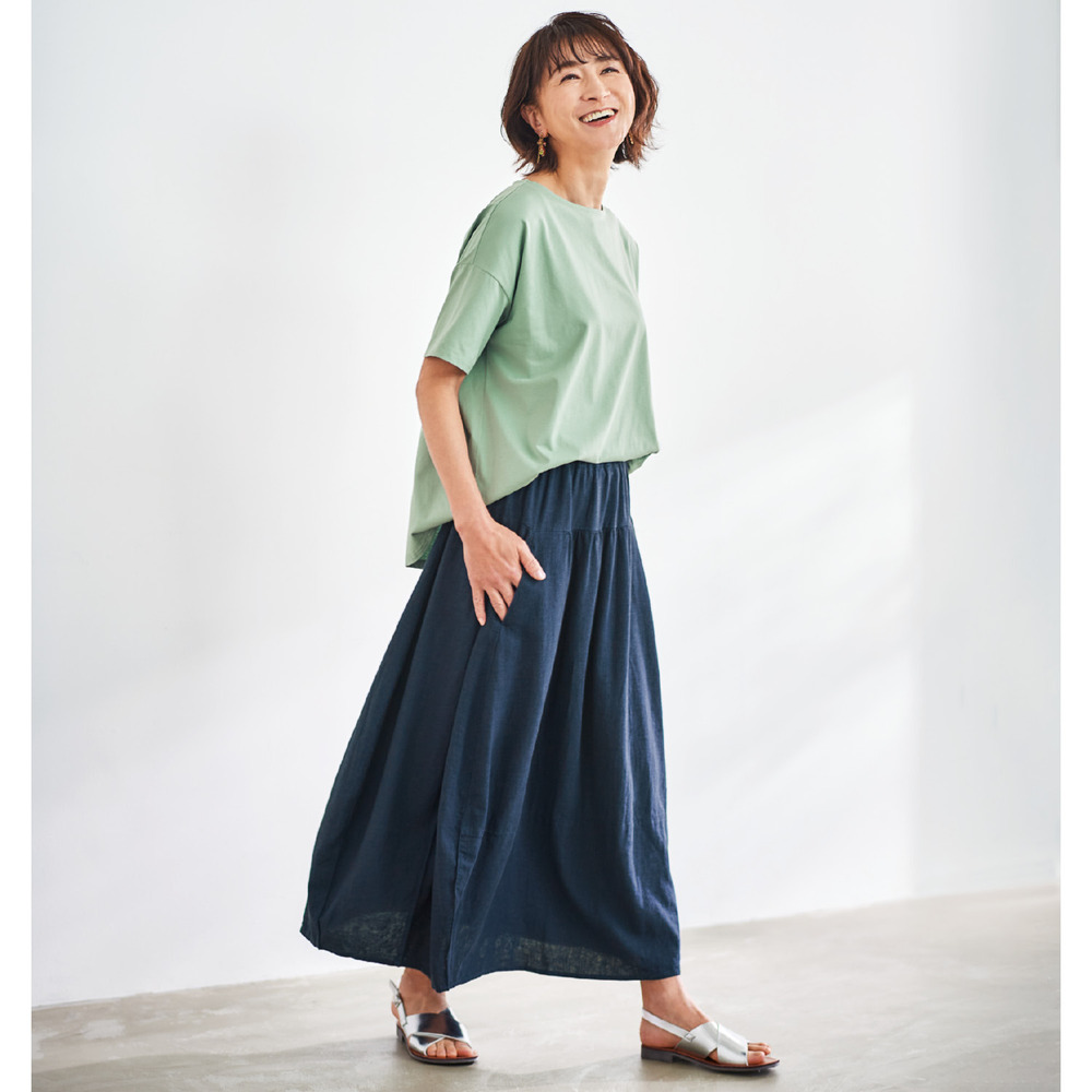 【ベルメゾン】麻混コクーンスカート