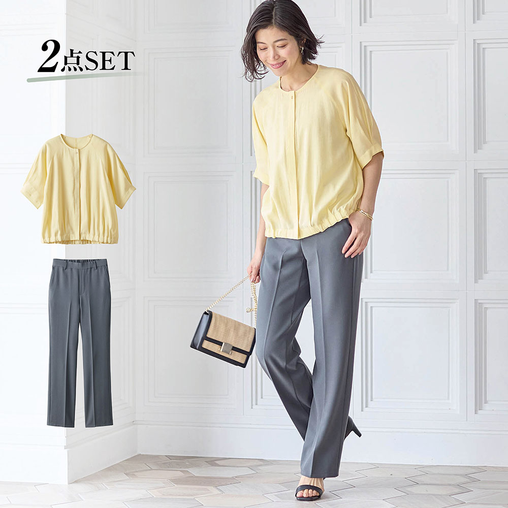 【スタイルノート/StyleNote】マンデーワーク(バルーンブラウス+週3パンツ) 【TV newsおかえり で着用されました】