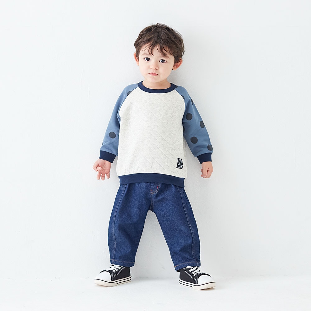 オートミール×ドット／モデル身長88cm・90サイズ着用