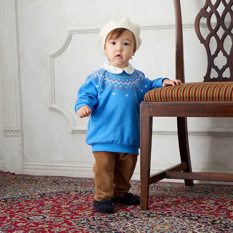 ライトブルー／モデル身長75cm・80サイズ着用・体重8.4kg