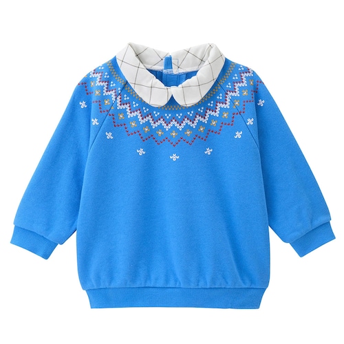 おめかし気分のノルディック柄プリント襟付き裏毛スウェットシャツ 【ベビー服 長袖】