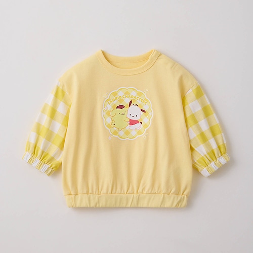 チェック袖プリント長袖Ｔシャツ「サンリオキャラクターズ」 【ベビー服 子供服】