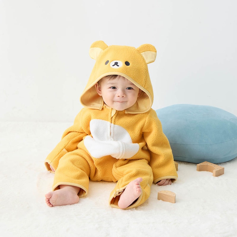 リラックマ（ベージュ）／モデル身長73cm・60～70サイズ着用・体重9.1kg