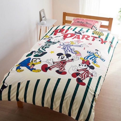 綿素材を使用した掛け布団カバー・枕カバー２点セット「ミッキー＆フレンズ」