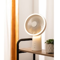 扇風機、LEDライト、モバイルバッテリー機能を融合した３in１