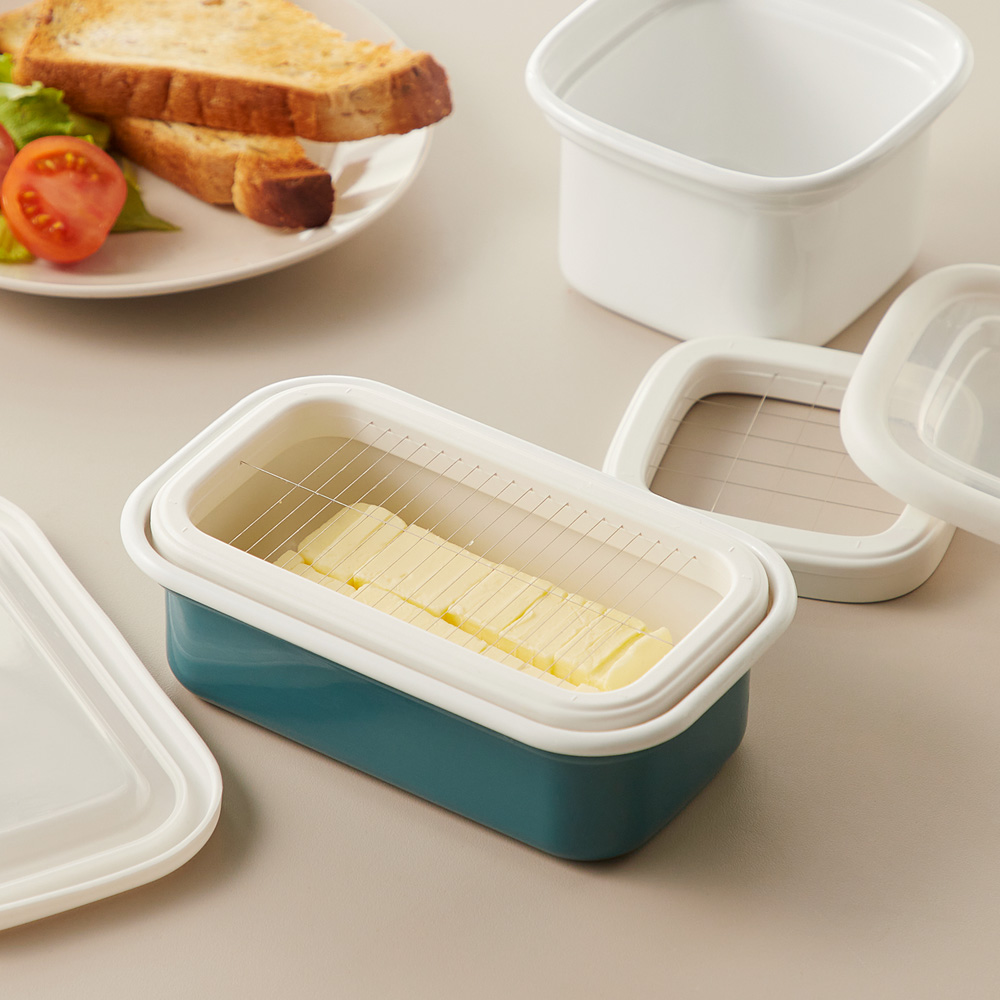 【ベルメゾン】カットしてそのまま保存できるホーロー製バターケース 【約5gずつにカット】