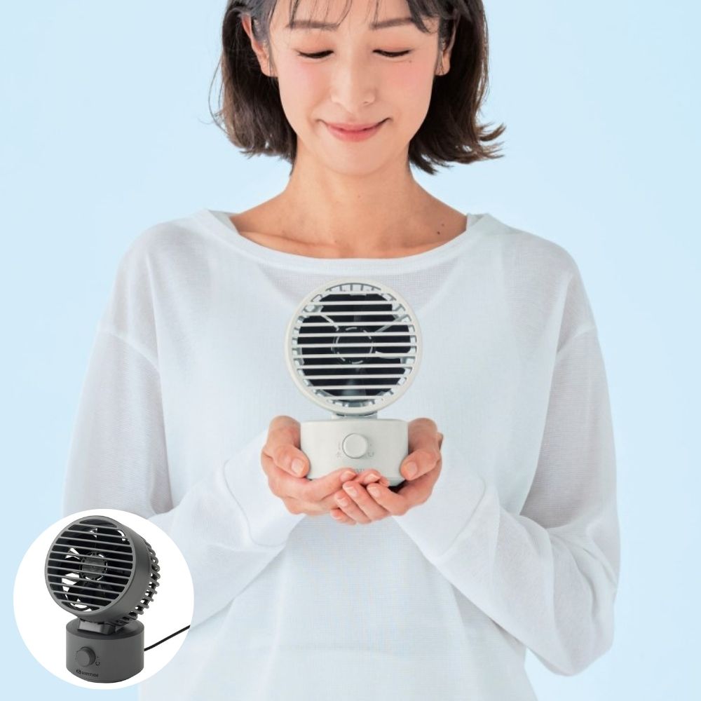 【ベルメゾン】2枚の羽根で風をより強く!遠くへ!2重反転卓上ファン 【コンパクト・静音・長寿命】