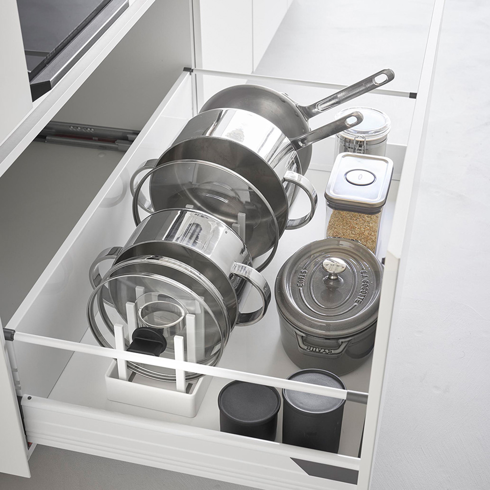 【タワー/tower】シンク下幅調整鍋蓋 & フライパン収納スタンド