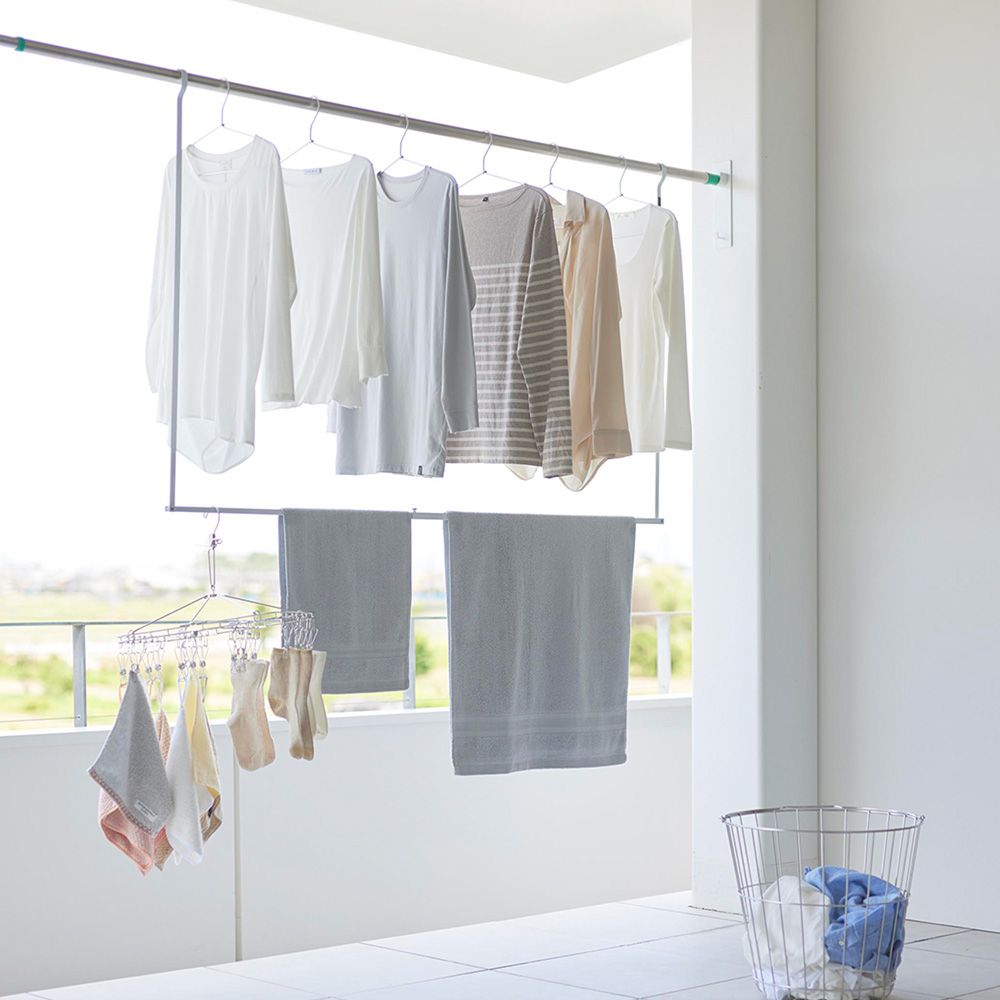 【タワー/tower】折り畳み伸縮物干し2段ハンガータオル 【タワー/tower】折り畳み伸縮物干し2段ハンガータオル