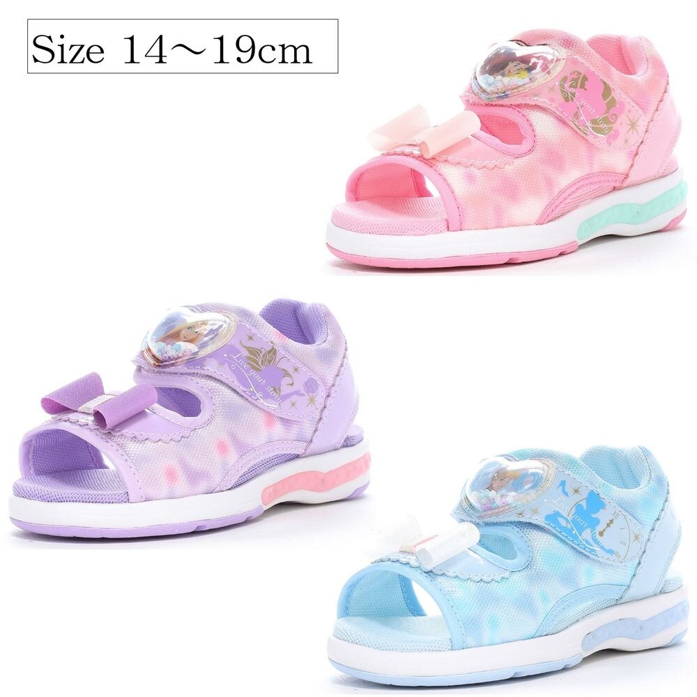 【ディズニー/Disney】かかとが光るリボン付きキッズサンダル(選べるキャラクター)