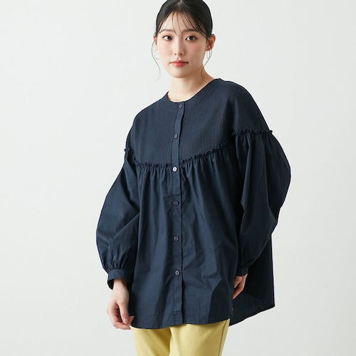 異素材切替えブラウス