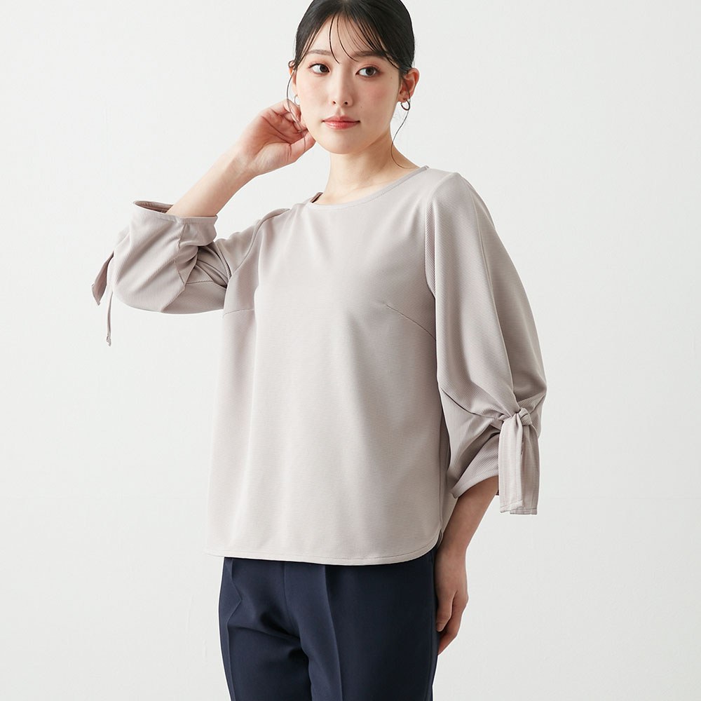 【ベルメゾン】ツイストリボンスリーブカットソー